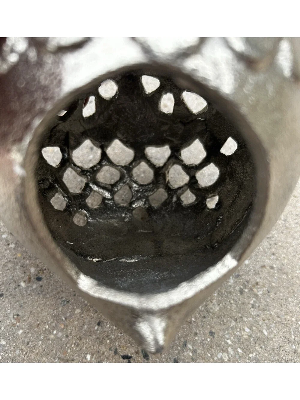 Vintage Pewter Iron Owl Candle Holder Lantern Tea Light Garden Decor 5” Tall